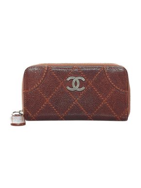 Chanel Vintage brown Wild Stitch long wallet