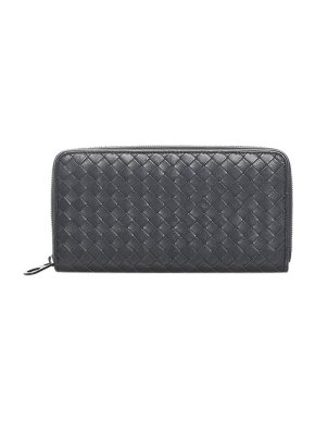 Bottega Veneta Black Intrecciato leather long wallet