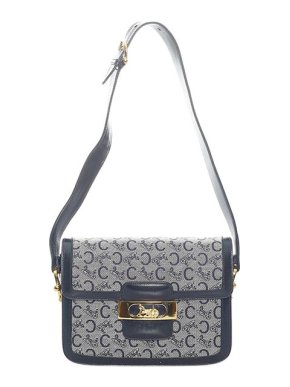 Celine Vintage navy C Macadam canvas bag