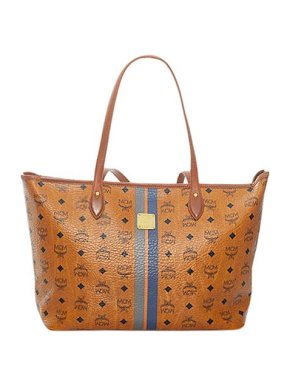 MCM Cognac-brown Visetos leather tote bag