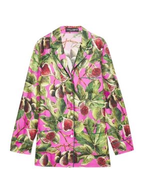 Dolce & Gabbana Pink fig print silk pyjama blouse