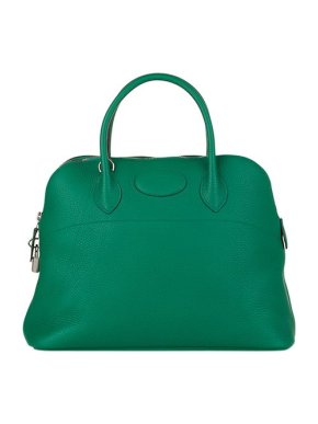 Hermes Emerald green leather Bolide 35 bag PHW