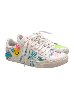 Mira Mikati Handpainted Surf Graffiti Leather Trainers