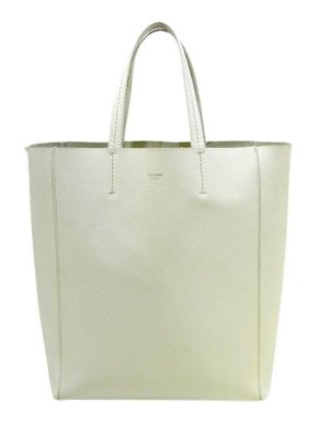 Celine White leather small vertical Cabas tote bag