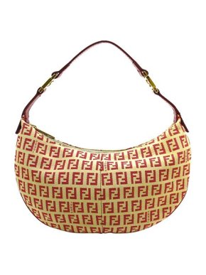 Fendi Vintage red & cream Zucchino canvas hobo bag