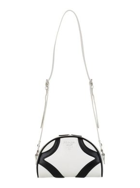 Prada Black & white leather Bowling bag