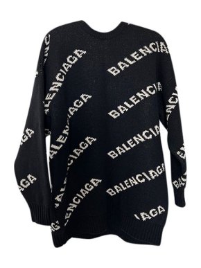 Balenciaga Black & white logo intarsia knit jumper