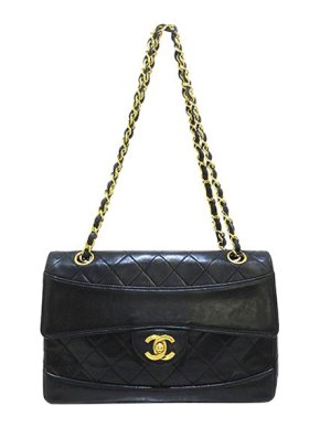 Chanel Black lambskin leather quilted  flap bag
