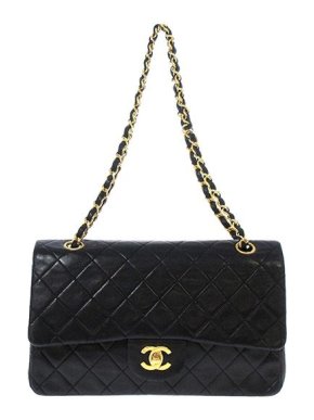 Chanel Black lambskin leather quilted Double Flap bag