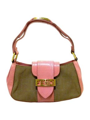 Fendi Vintage Zucca canvas & pink leather baguette