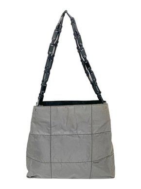 Prada Grey nylon Tessuto chain strap tote bag