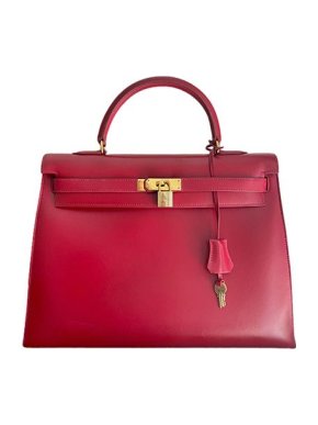 Hermes Red 90s Vintage Kelly Sellier 35 GHW