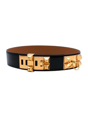 Hermes Black Box Calf leather Collier de Chien 50 belt GHW 75