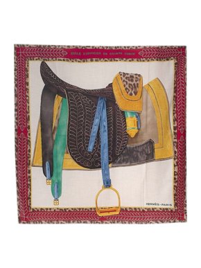 Hermes Cashmere & Silk Selle d'Officier En Grande Tenue Shawl 140