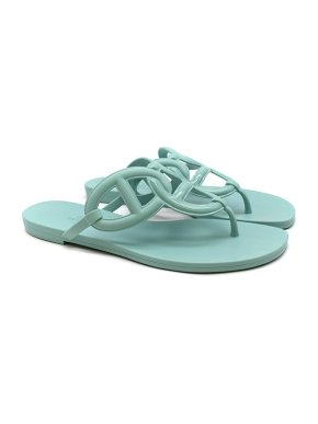Hermes Turquoise rubber Egerie sandals