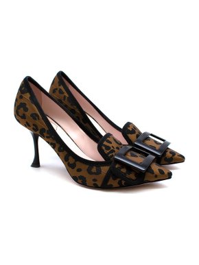 Roger Vivier Leopard jacquard Gommentine 85 heeled pumps
