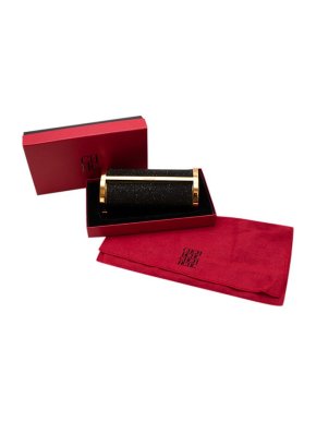 Carolina Herrera Black crystal & gold-tone metal Metropolitan Insignia clutch bag