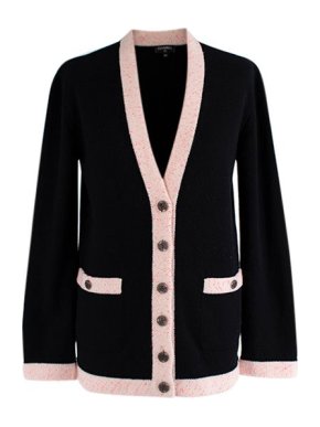 Chanel Black & Pink Cashmere Cardigan