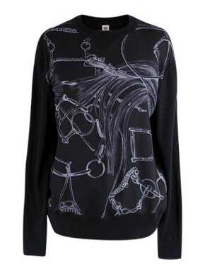 Hermes Black silk crepe & fine knit jumper