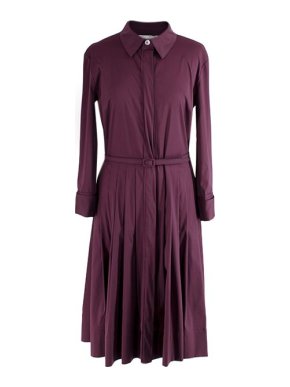 Oscar de la Renta Aubergine Belted Shirt Dress