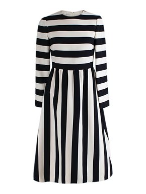 Valentino Garavani Black & white striped wool-silk dress