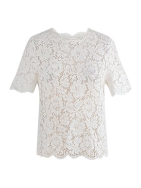 Valentino Garavani Ivory corded lace shell top