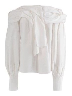 Carolina Herrera Ivory Cotton Off-shoulder Blouse
