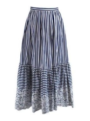 Erdem Blue and Navy Striped Skirt