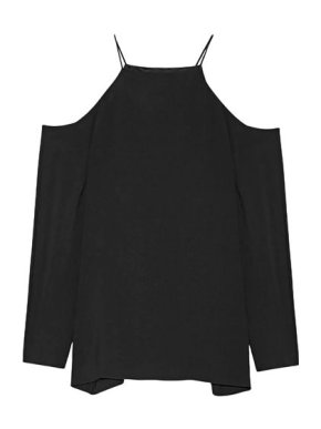 The Row Black crepe cold shoulder blouse