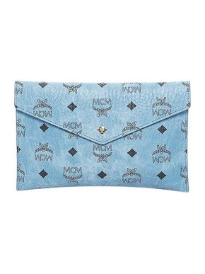 MCM Blue Visetos leather clutch bag