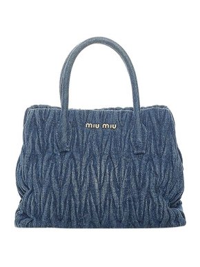 Miu Miu Denim Matelasse tote bag
