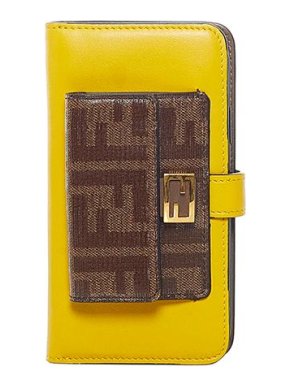 Fendi Yellow leather & Zucca canvas iPhone case