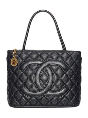 Chanel Black Caviar leather Medallion tote bag