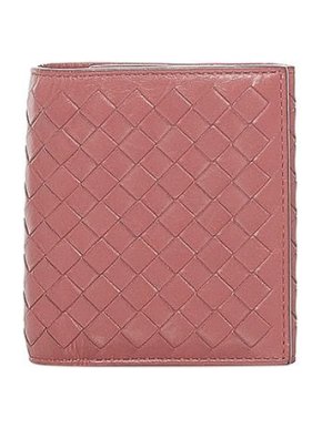 Bottega Veneta Pink Intrecciato leather trifold compact wallet
