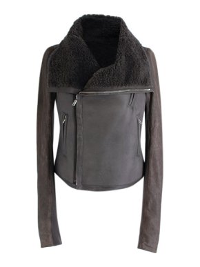 Rick Owens Grey leather biker jacket