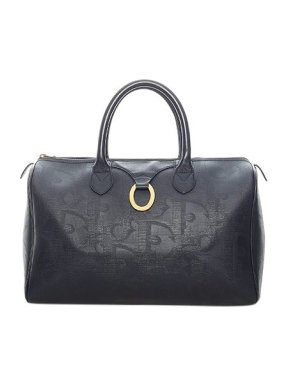 Dior Black Oblique embossed PVC Boston bag