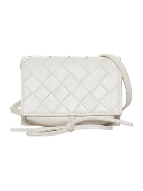 Bottega Veneta White Intrecciato leather mini bag