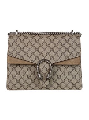Gucci GG Supreme canvas & brown suede Dionysus bag