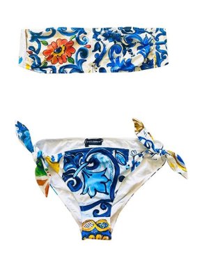 Dolce & Gabbana Multicolour Majolica print bandeau bikini