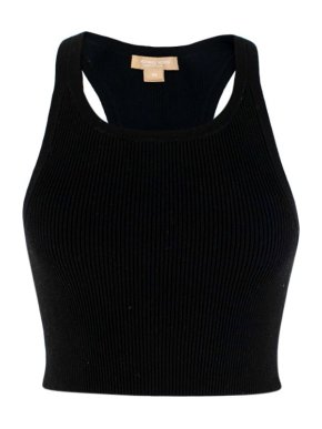 Michael Kors Collection Black Cropped stretch-knit top