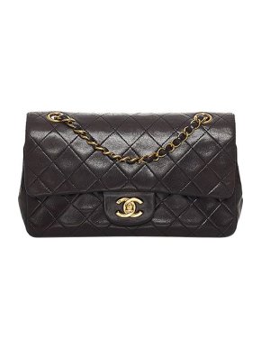 Chanel Black lambskin leather quilted small double flap bag