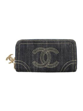 Chanel Indigo denim CC long wallet