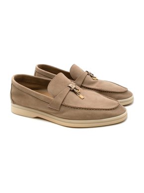 Loro Piana Beige suede Summer Walk  Charms loafers