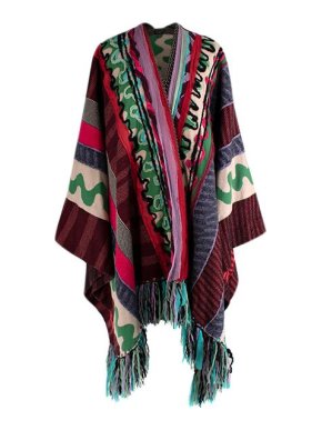 Etro Multicolour woolen patchwork poncho
