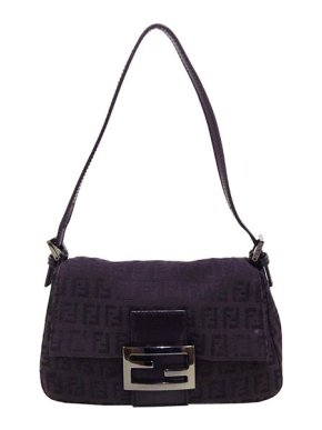 Fendi Vintage black Zucchino canvas Baguette