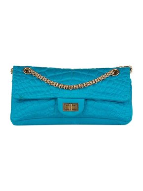 Chanel Turquoise cloth croc-quilted Reissue 2.55 bag