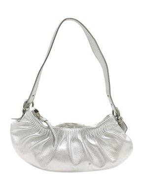 Miu Miu Silver ruched leather baguette