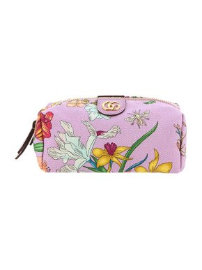 Gucci Pink Flora canvas GG pouch
