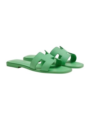 Hermes Green Vert Pomme Epsom leather Oran sandals