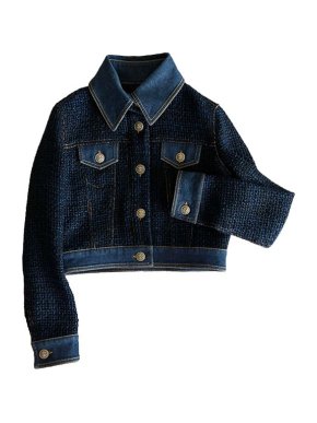 Chanel Navy boucle tweed & denim jacket